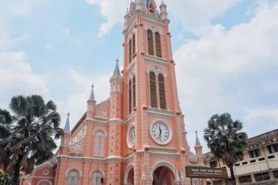 [Free E-sim] Half day Instagram Cafe Tour in Ho Chi Minh - Tan Dinh Church: The Pink Church stop that anchors the vibe
